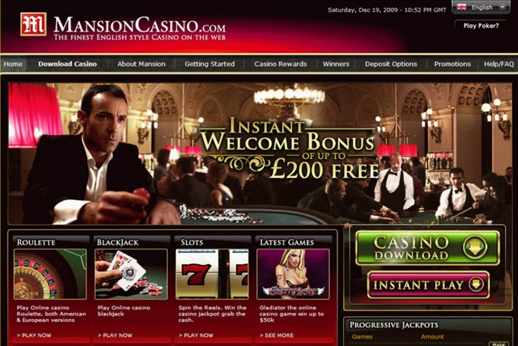 Revisão do website do casino da mansão.