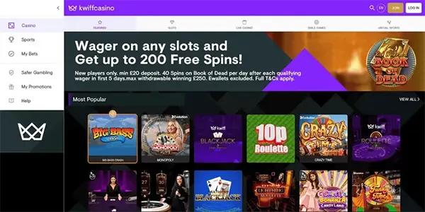 Kwiff Sportsbook Ansicht